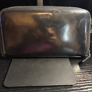 Prada vintage patent leather, long zip wallet